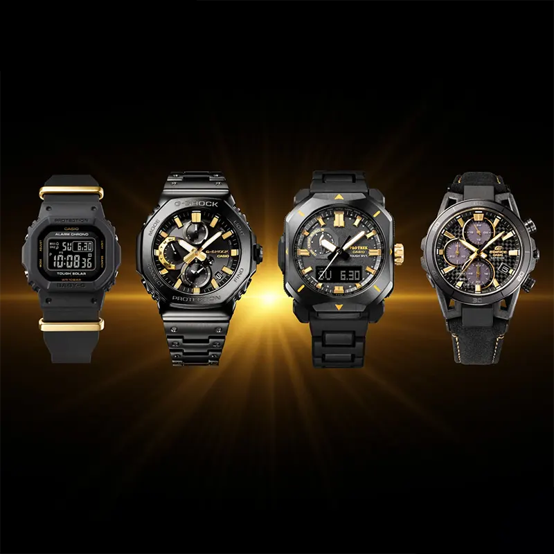 Casio Baby-G 50th Anniversary Tough Solar Black & Gold Ladies Watch- BGD-S565ZE-1